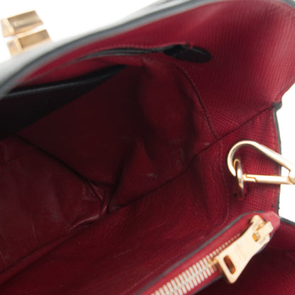 Prada Saffiano Cuir Bi-Color Double Handle Tote Black Fuoco 9 of 11