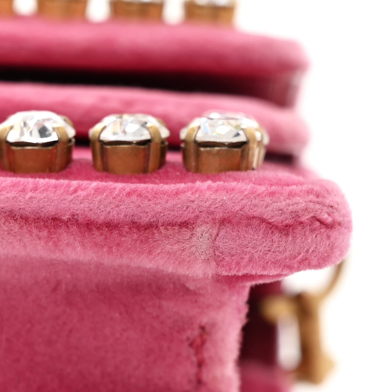 Gucci Velvet Crystal Mini Bee Broadway Shoulder Bag Light Raspberry Rose 11 of 13