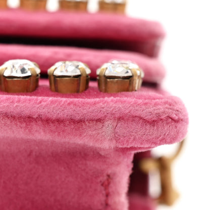 Gucci Velvet Crystal Mini Bee Broadway Shoulder Bag Light Raspberry Rose 11 of 13