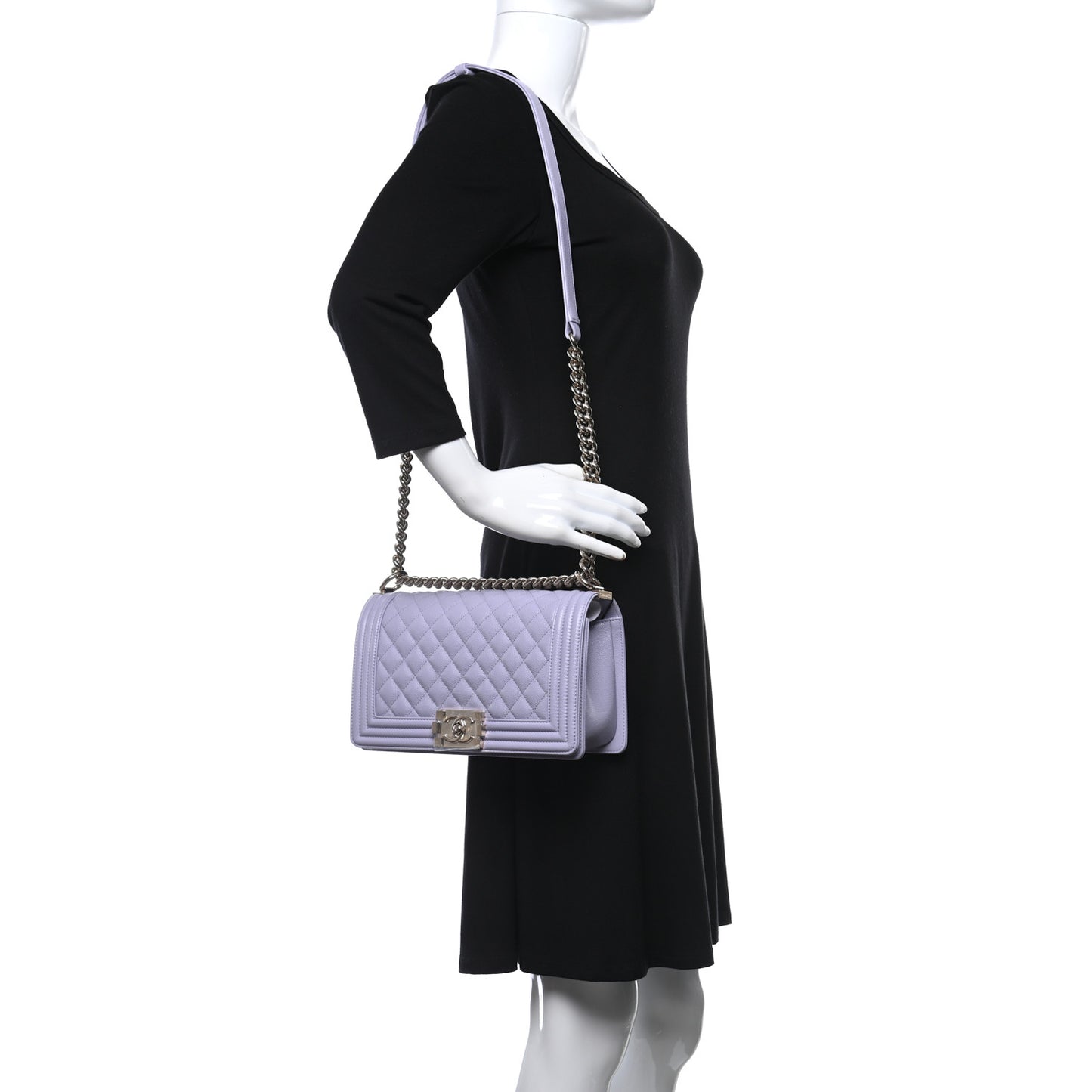 Caviar Quilted Medium Boy Flap Light Purple