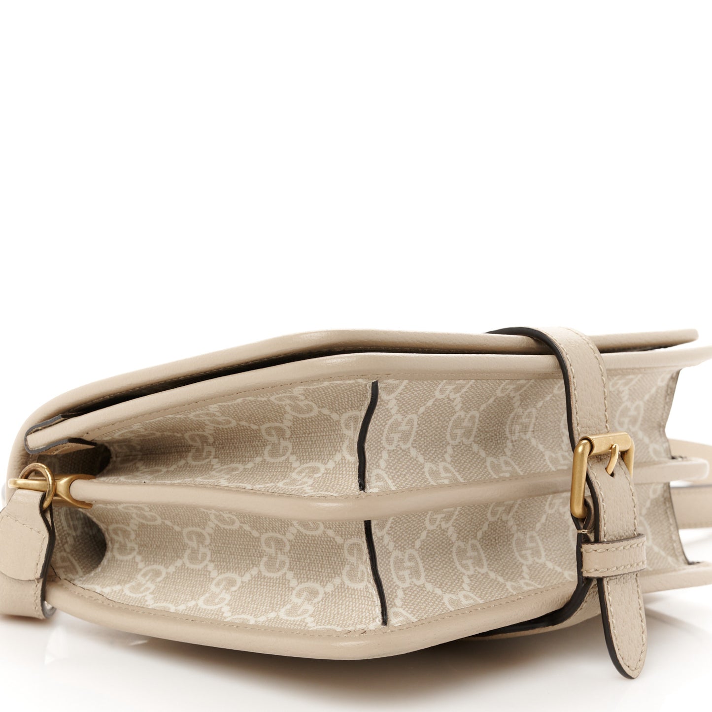 GG Supreme Monogram Textured Dollar Calfskin Mini Retro Interlocking G Flap Shoulder Bag Beige Mystic White Oatmeal