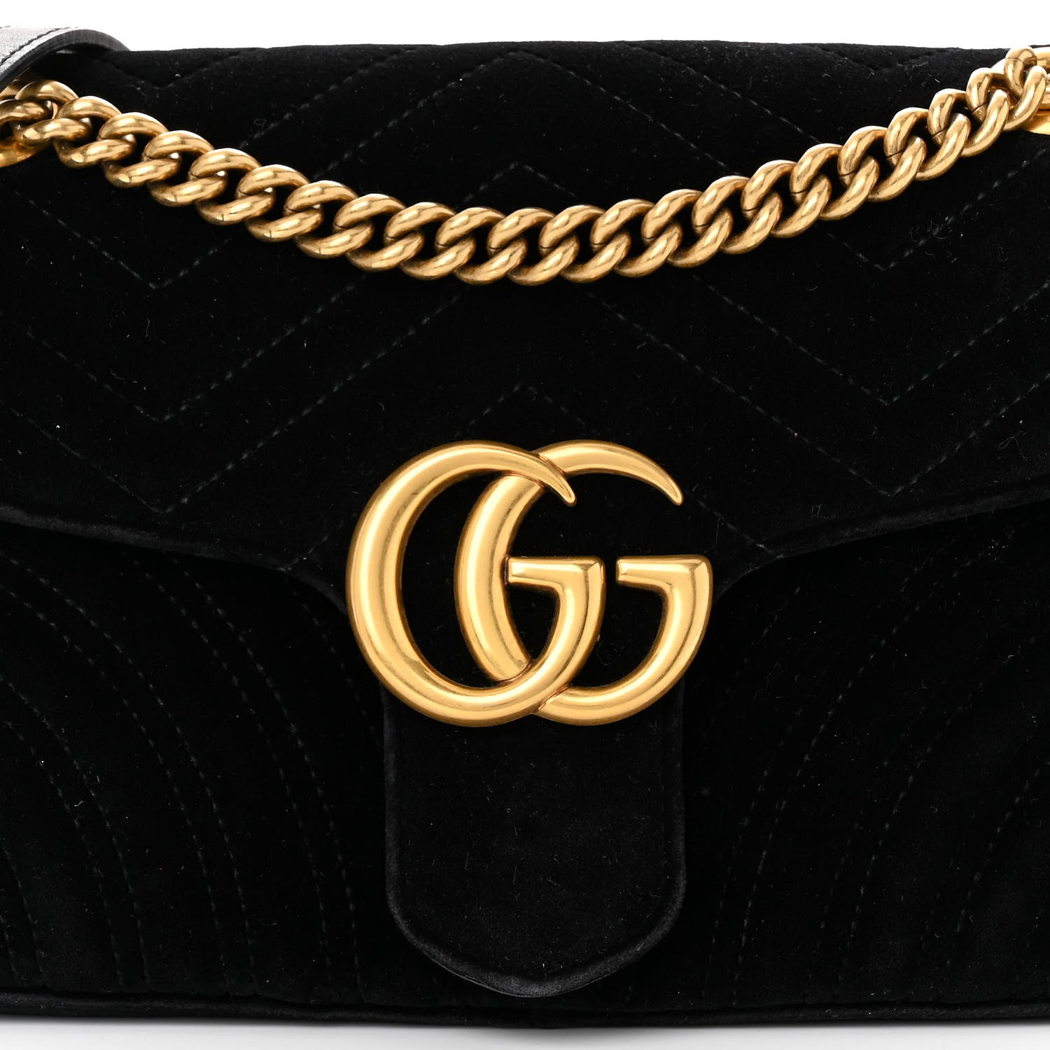 Gucci Velvet Matelasse Small GG Marmont Shoulder Bag Black 8 of 10