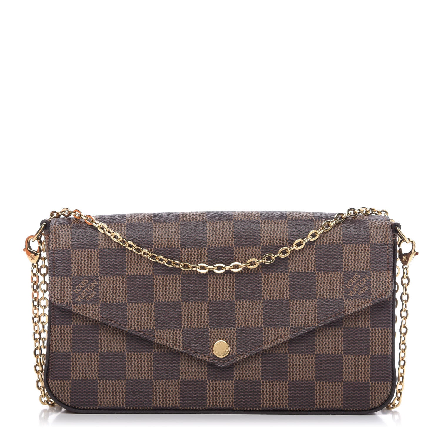 Louis Vuitton Damier Ebene Pochette Felicie Chain Wallet 1 of 11