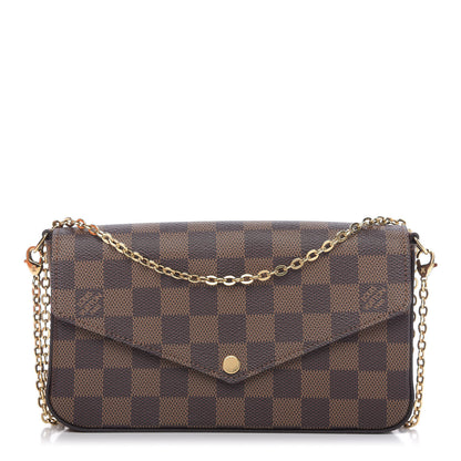 Louis Vuitton Damier Ebene Pochette Felicie Chain Wallet 1 of 11