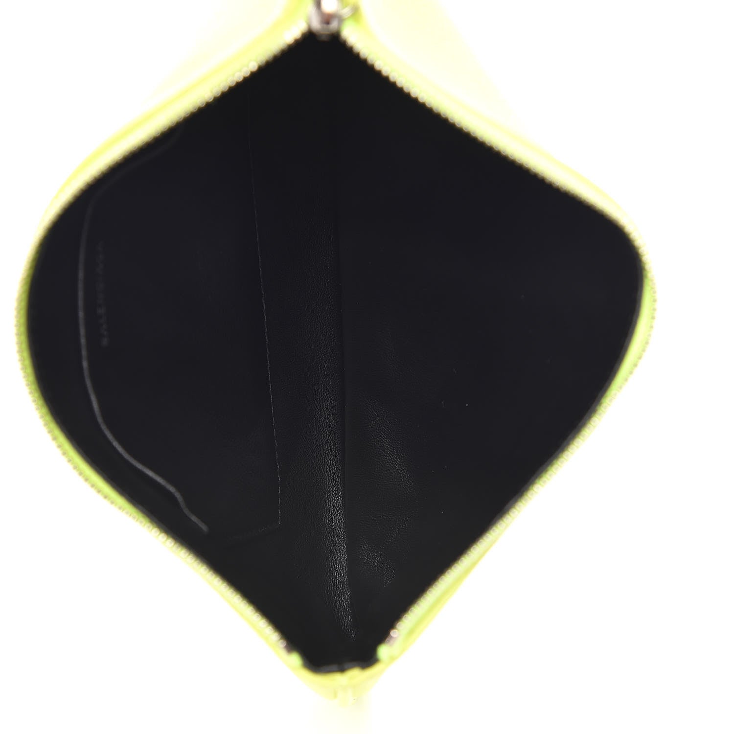 Balenciaga Grained Calfskin Logo Ville Zip Pouch M Acid Green Black 7 of 9