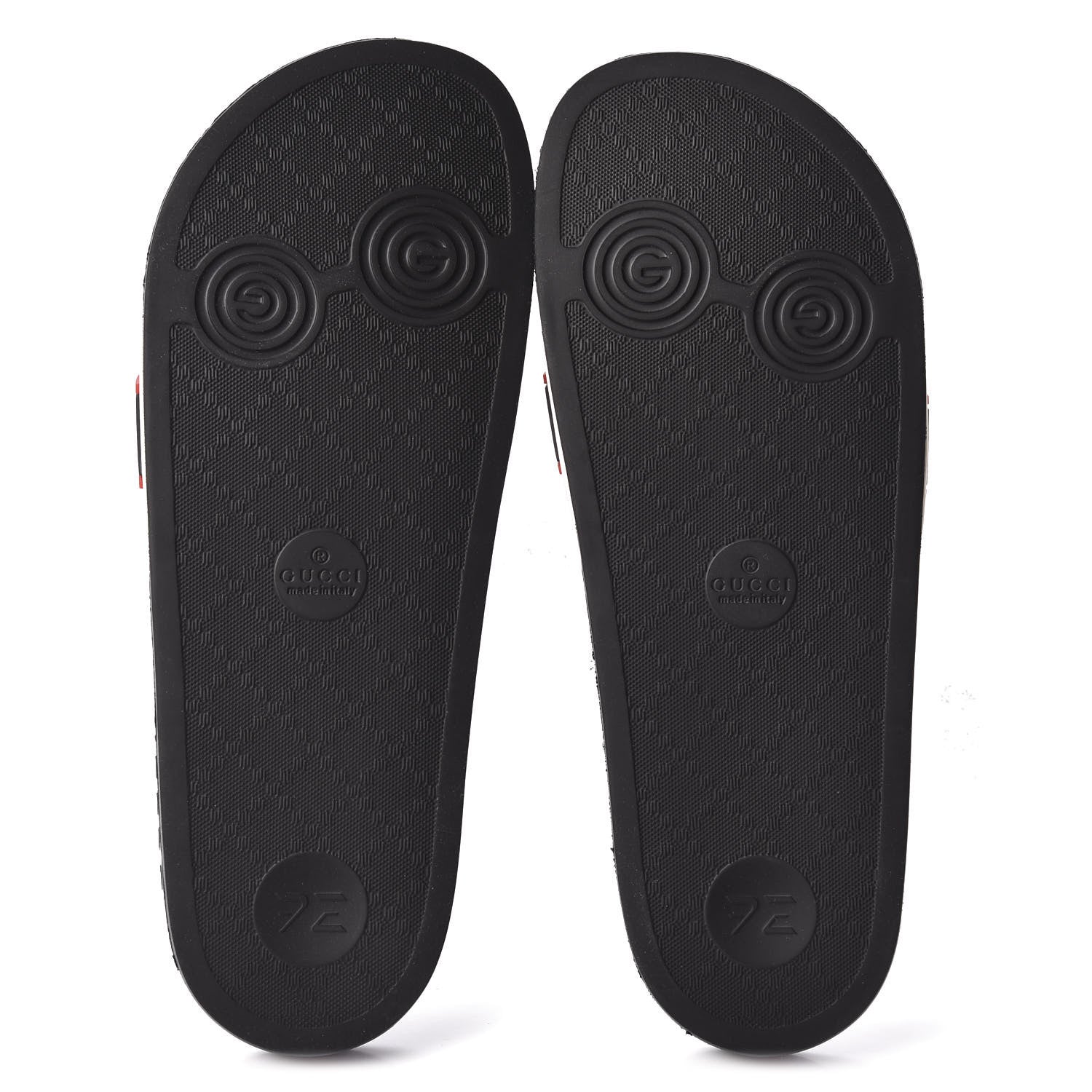 Gucci Rubber Stripe Mens Pool Slide Sandals 9 Ecru Poppy Black 5 of 10