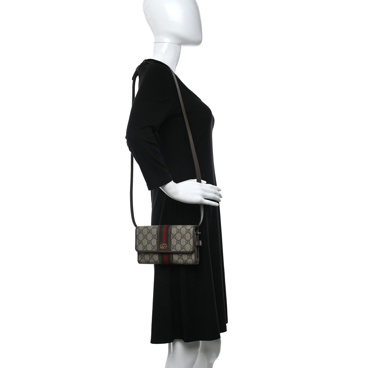Gucci GG Supreme Monogram Web Ophidia Crossbody Wallet Beige New Acero 2 of 12