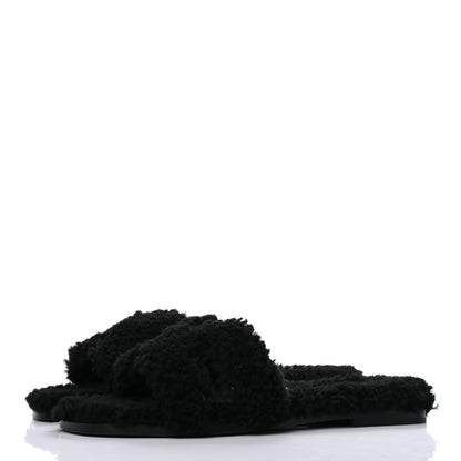Hermes Woolskin Oran Sandals 36 Black 3 of 7