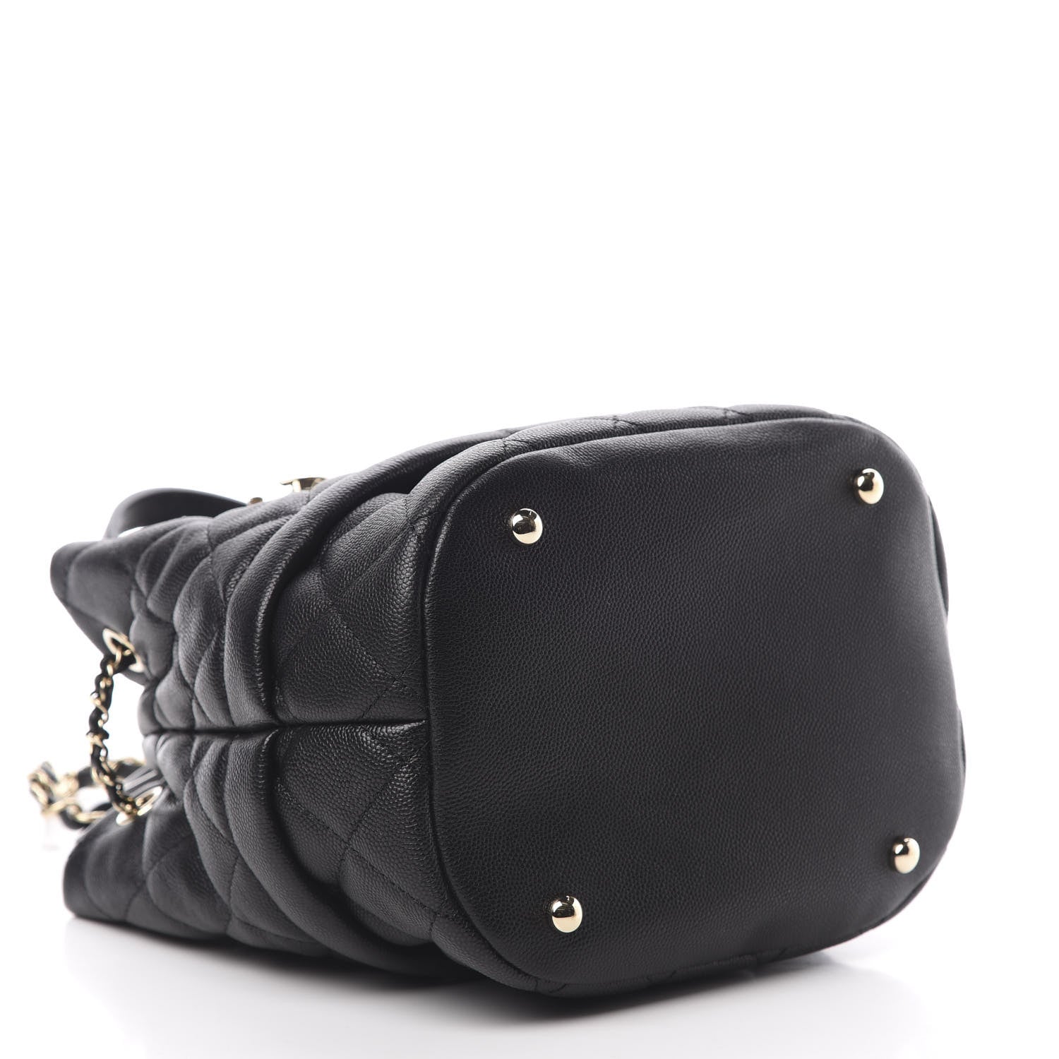 Chanel Caviar Quilted Rolled Up Bucket Drawstring Bag Black 5 of 12