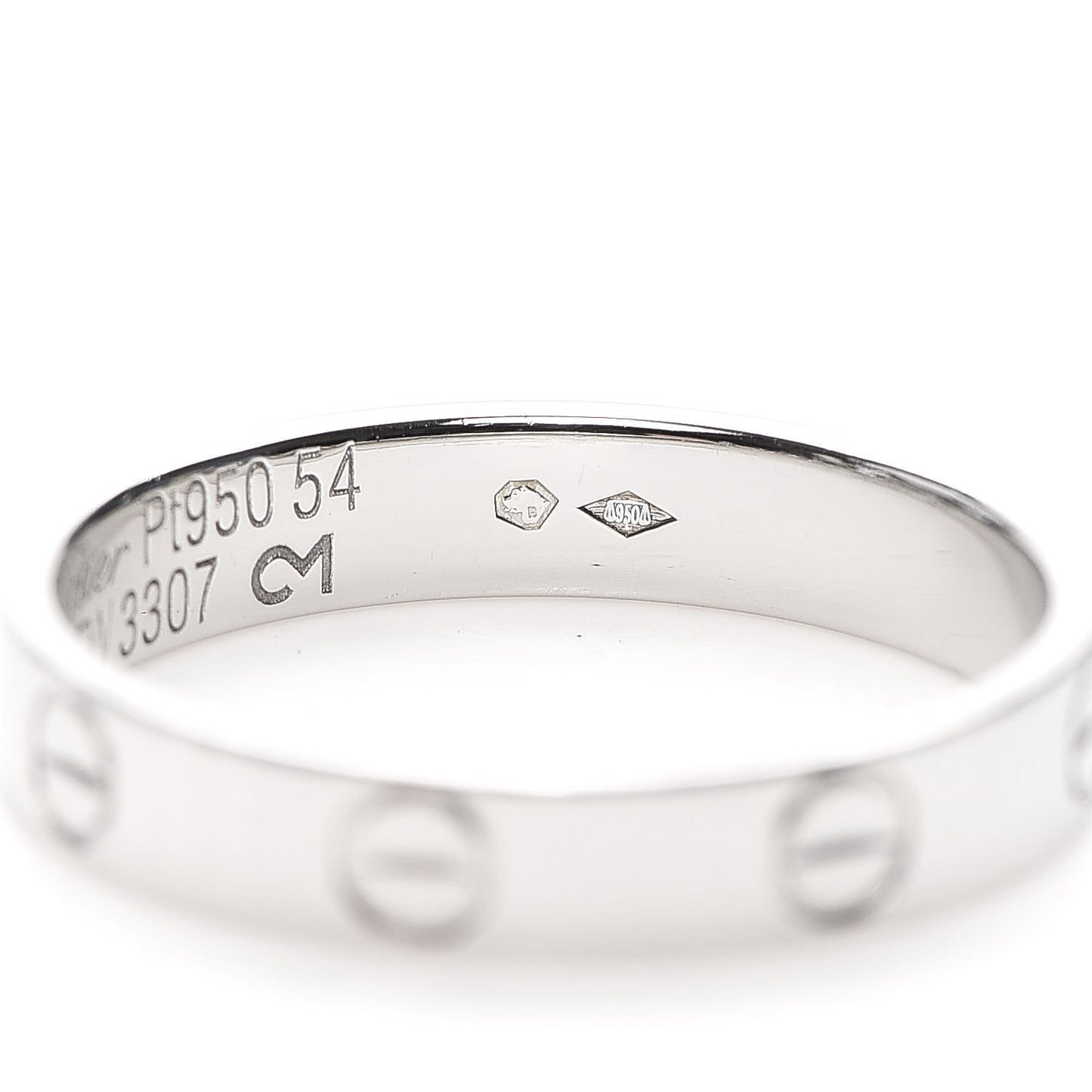 Platinum 3.5mm LOVE Wedding Band Ring 54 6.75