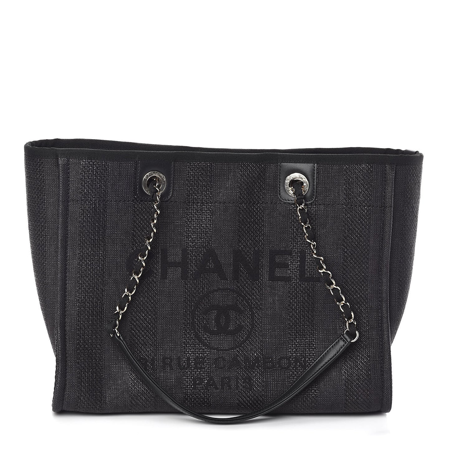 Mixed Fibers Striped Small Deauville Tote Black