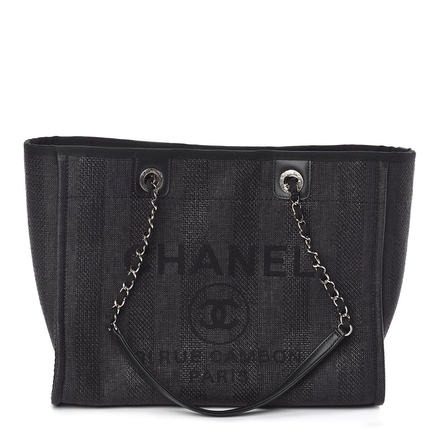 Chanel Mixed Fibers Striped Small Deauville Tote Black 1 of 11