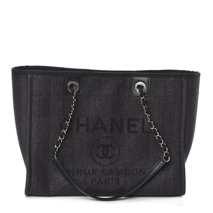 Chanel Mixed Fibers Striped Small Deauville Tote Black 1 of 11