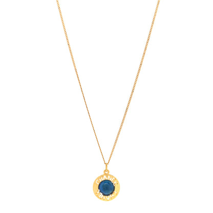 Chanel Metal Gripoix Poured Glass Pendant Necklace Gold Blue 1 of 8