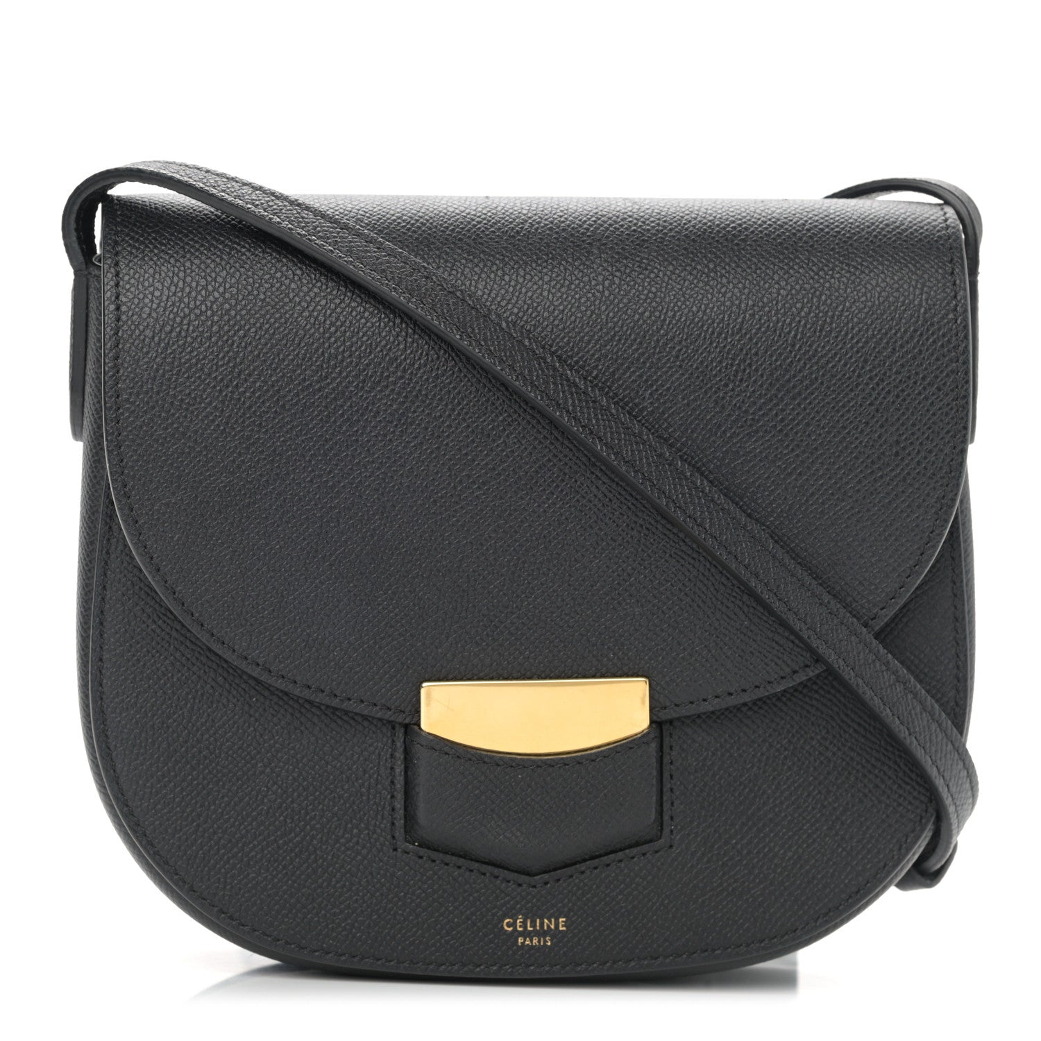 Celine Grained Calfskin Small Trotteur Black 1 of 12