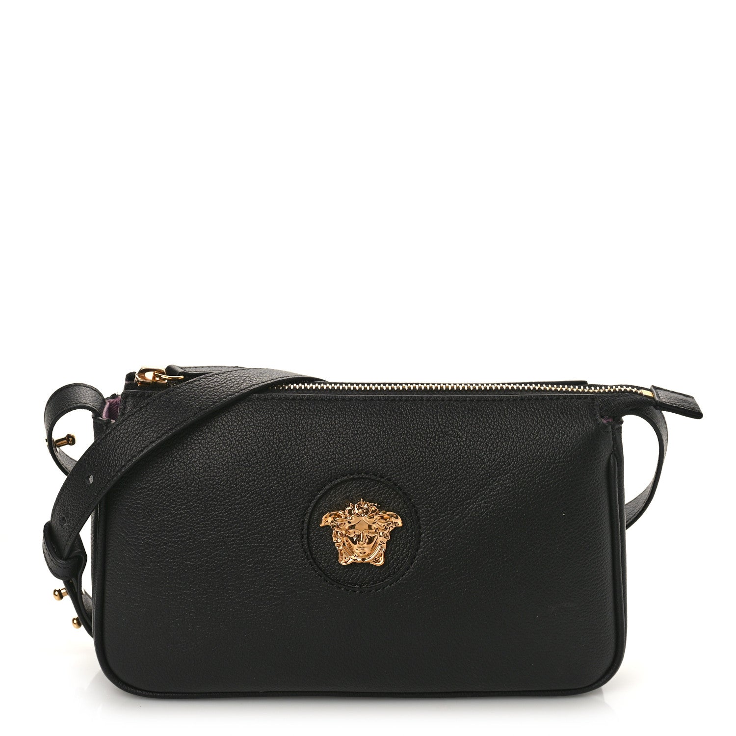 Versace Grained Calfskin Medusa Shoulder Bag Black 1 of 8