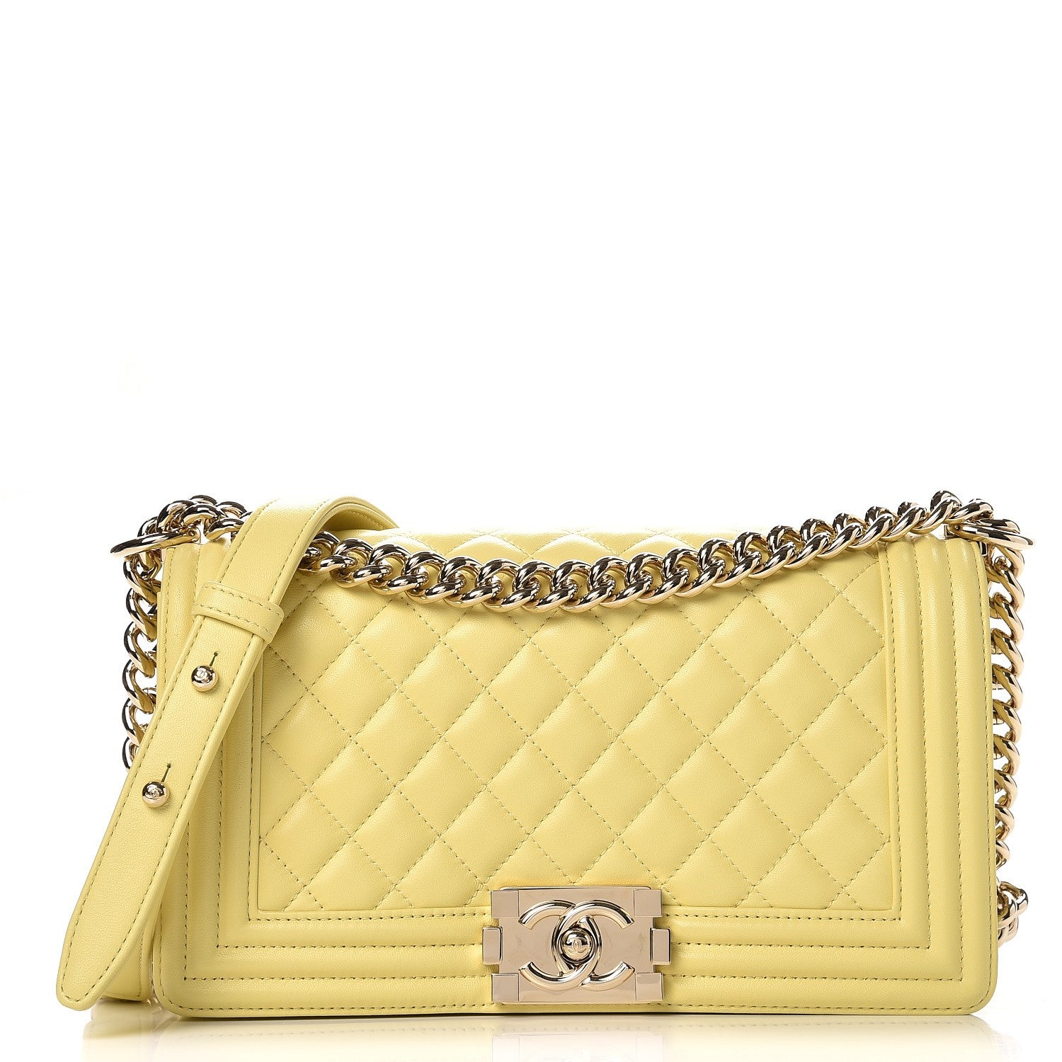 Chanel Lambskin Quilted Medium Boy Flap Yellow 1 of 10