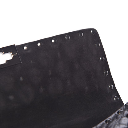 Valentino Garavani Craquele Nappa Medium Rockstud Spike Shoulder Bag Black 8 of 13