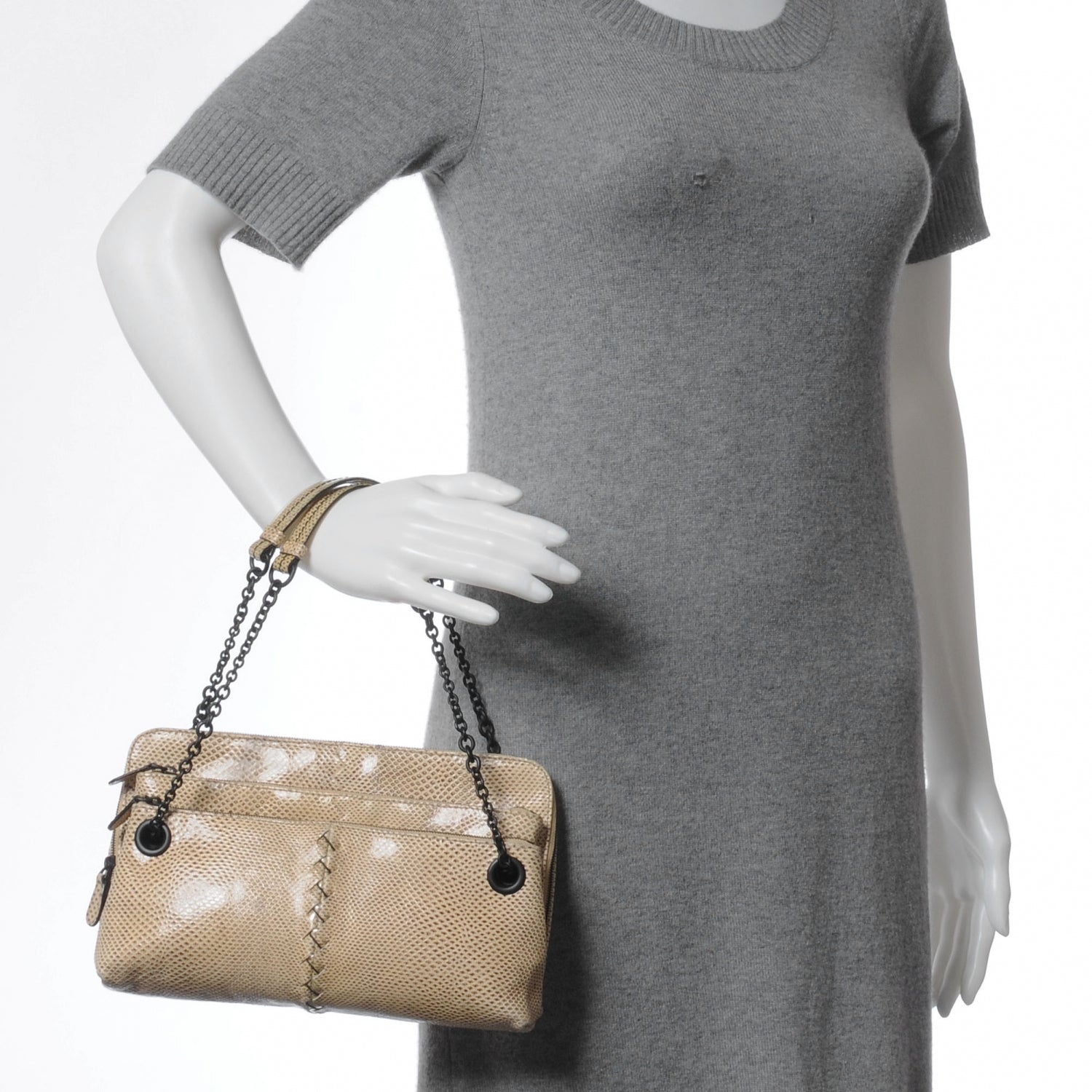 Bottega Veneta Antique Karung Snakeskin Chain Shoulder Bag Naturale 2 of 8