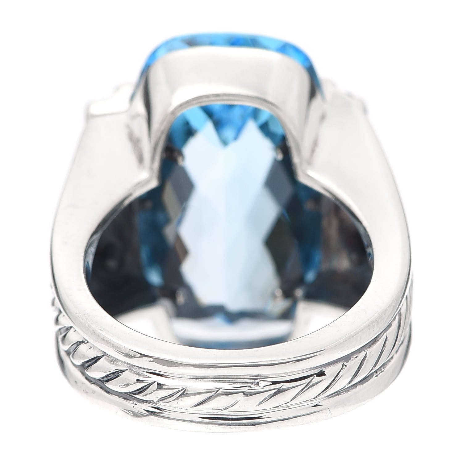 David Yurman Sterling Silver Diamond Blue Topaz Statement Ring 52 6 3 of 4