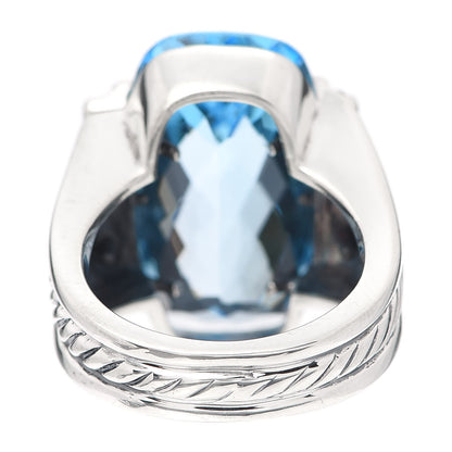 David Yurman Sterling Silver Diamond Blue Topaz Statement Ring 52 6 3 of 4