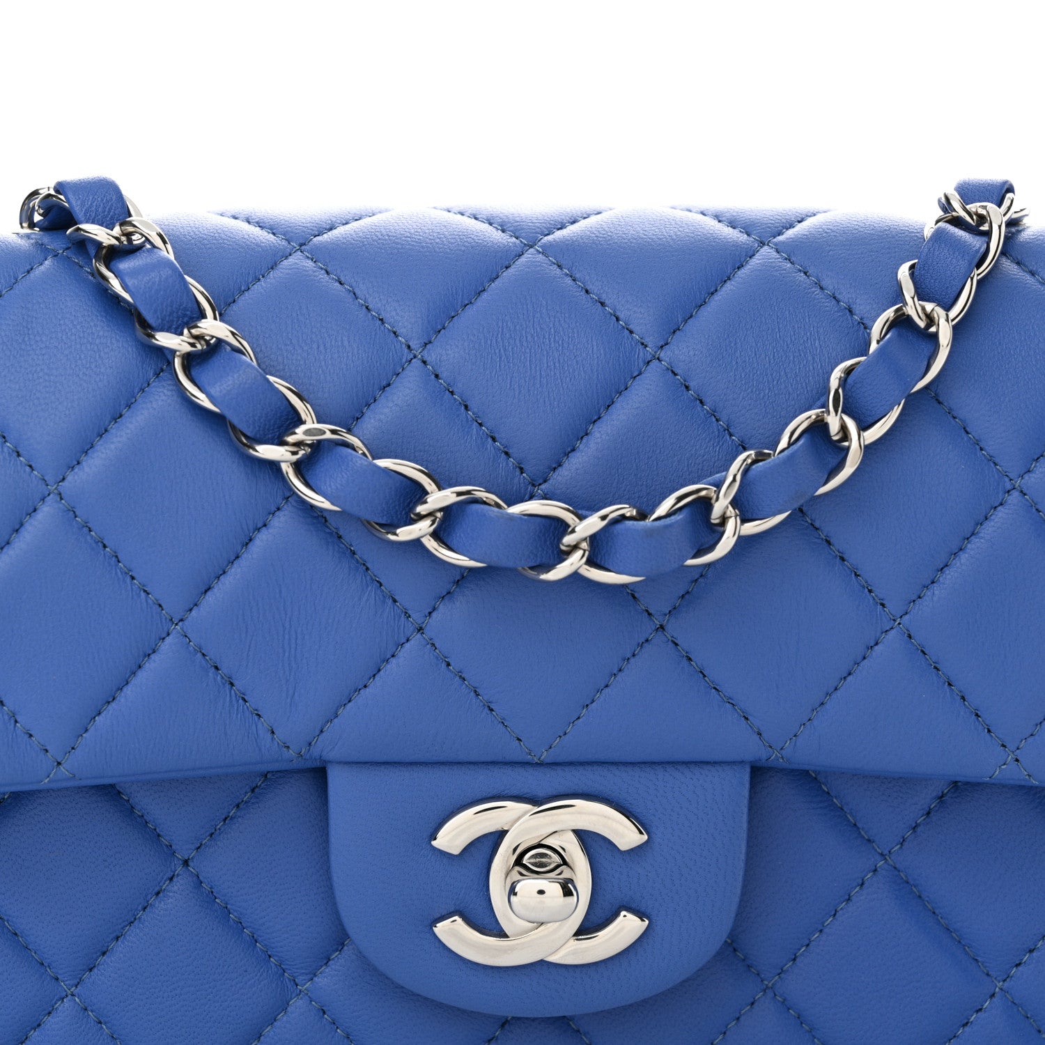 Chanel Lambskin Quilted Mini Rectangular Flap Light Blue 8 of 11