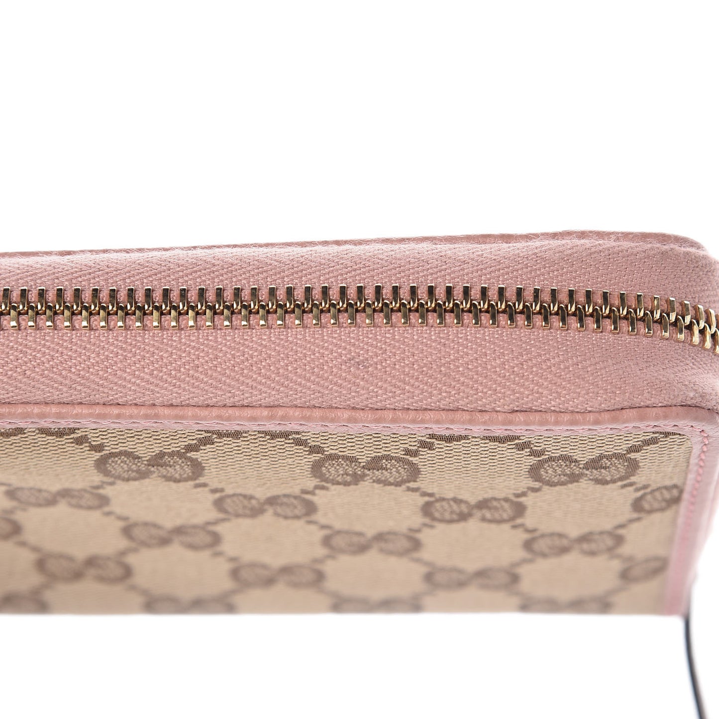 Monogram Dollar Calfskin Zip Around Compact Wallet Beige Ebony Soft Pink