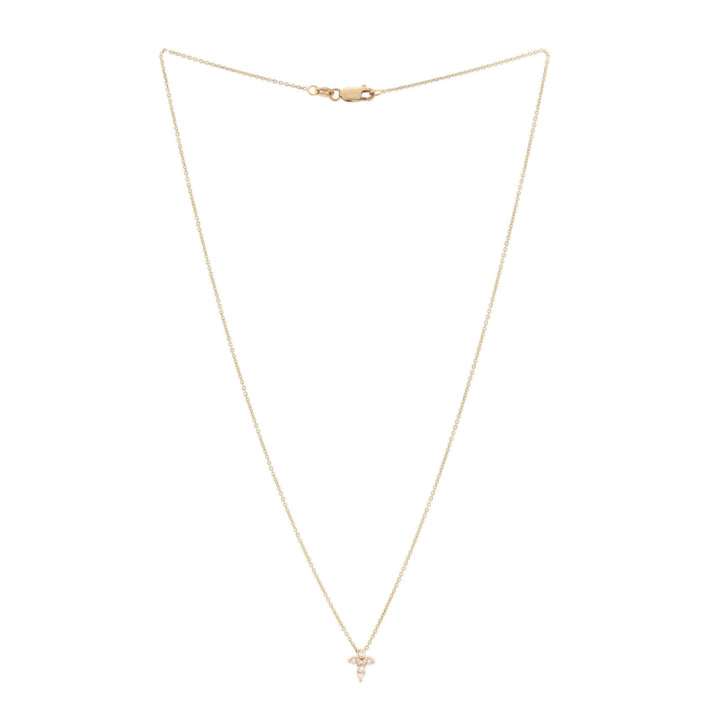 18K Yellow Gold Diamond Tiny Treasures Mini Cross Pendant Necklace