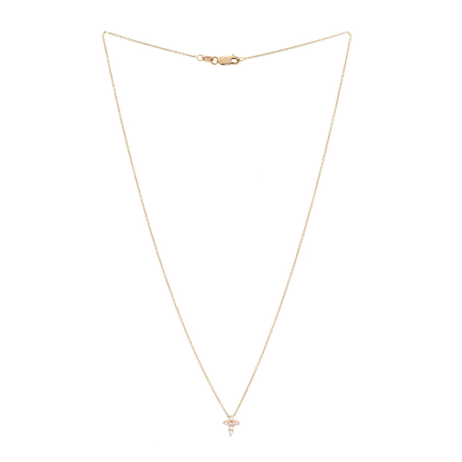 Roberto Coin 18K Yellow Gold Diamond Tiny Treasures Mini Cross Pendant Necklace 3 of 7