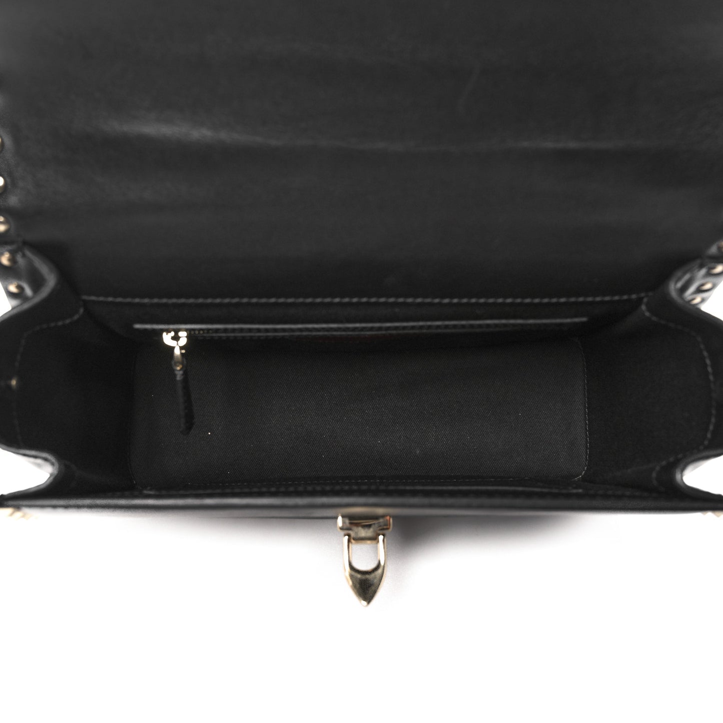 Vitello Medium Rockstud Single Handle Flap Bag Black