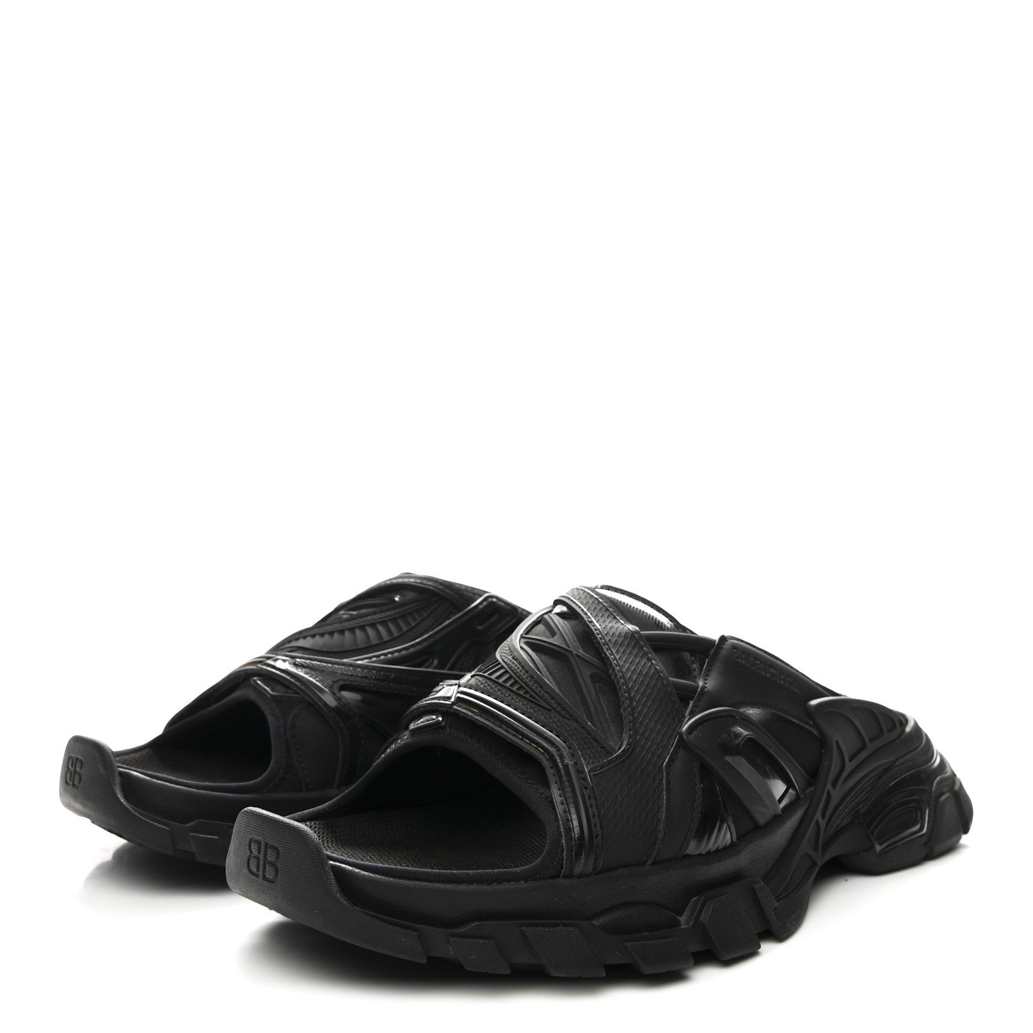 BALENCIAGA トルーパー 41 Balenciaga Rubber Track Slide Sandals 41 Black 1815942 – FASHIONPHILE