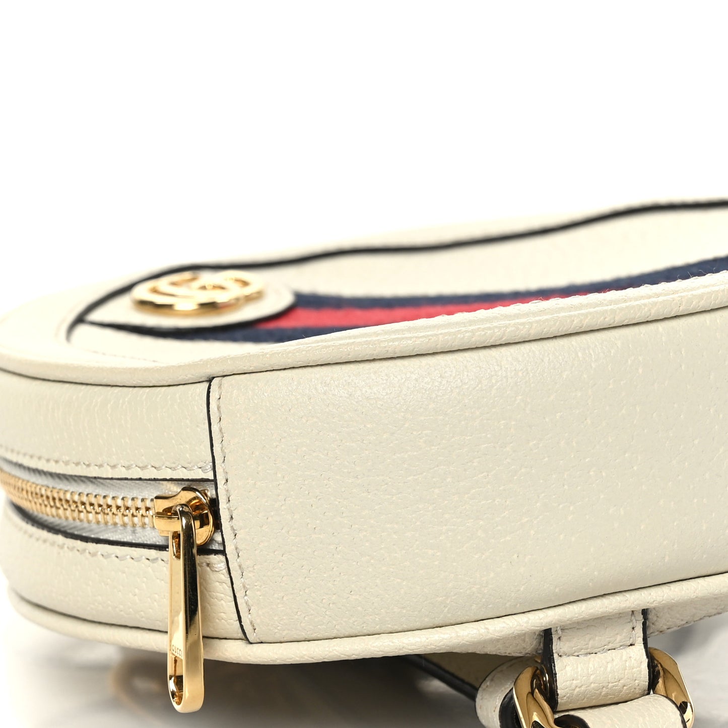 Textured Calfskin Web Mini Ophidia Round Backpack Mystic White