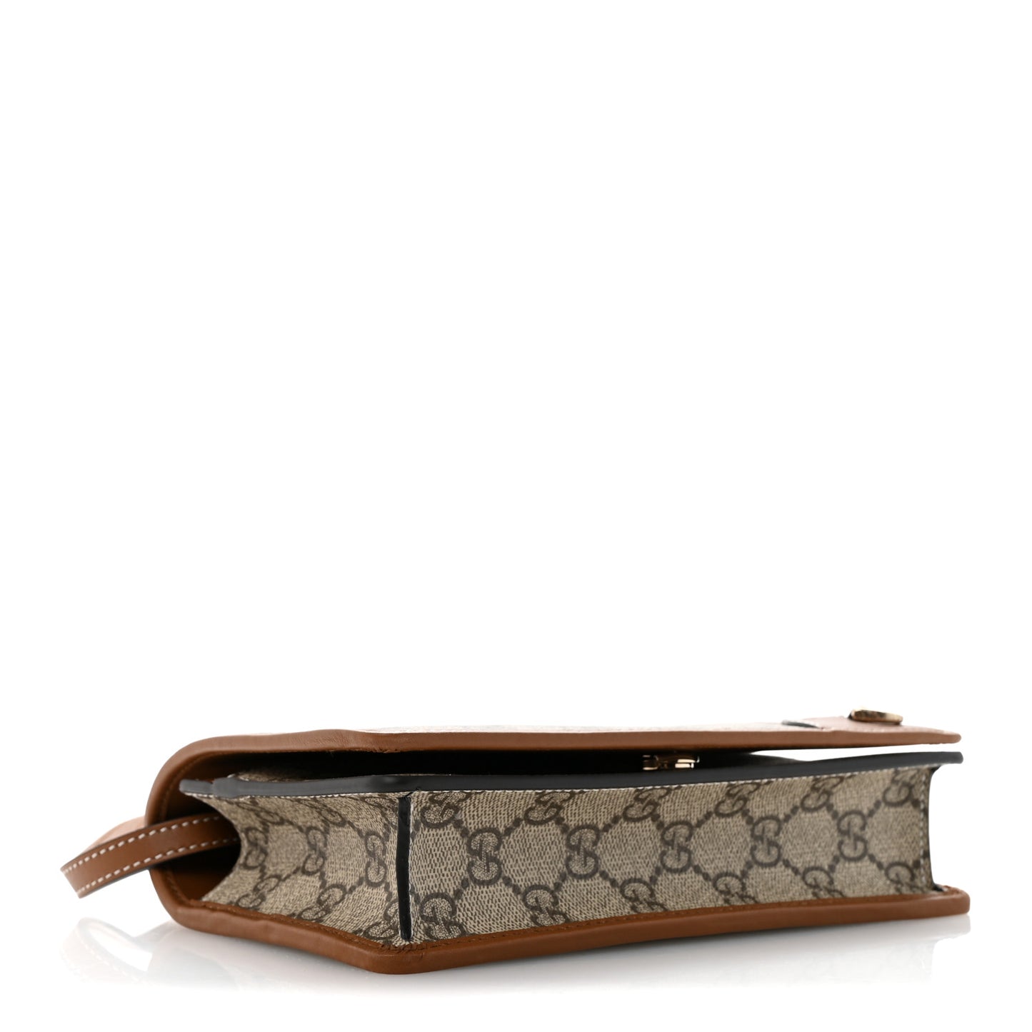 GG Emblem Monogram Wallet With Strap Beige Brown