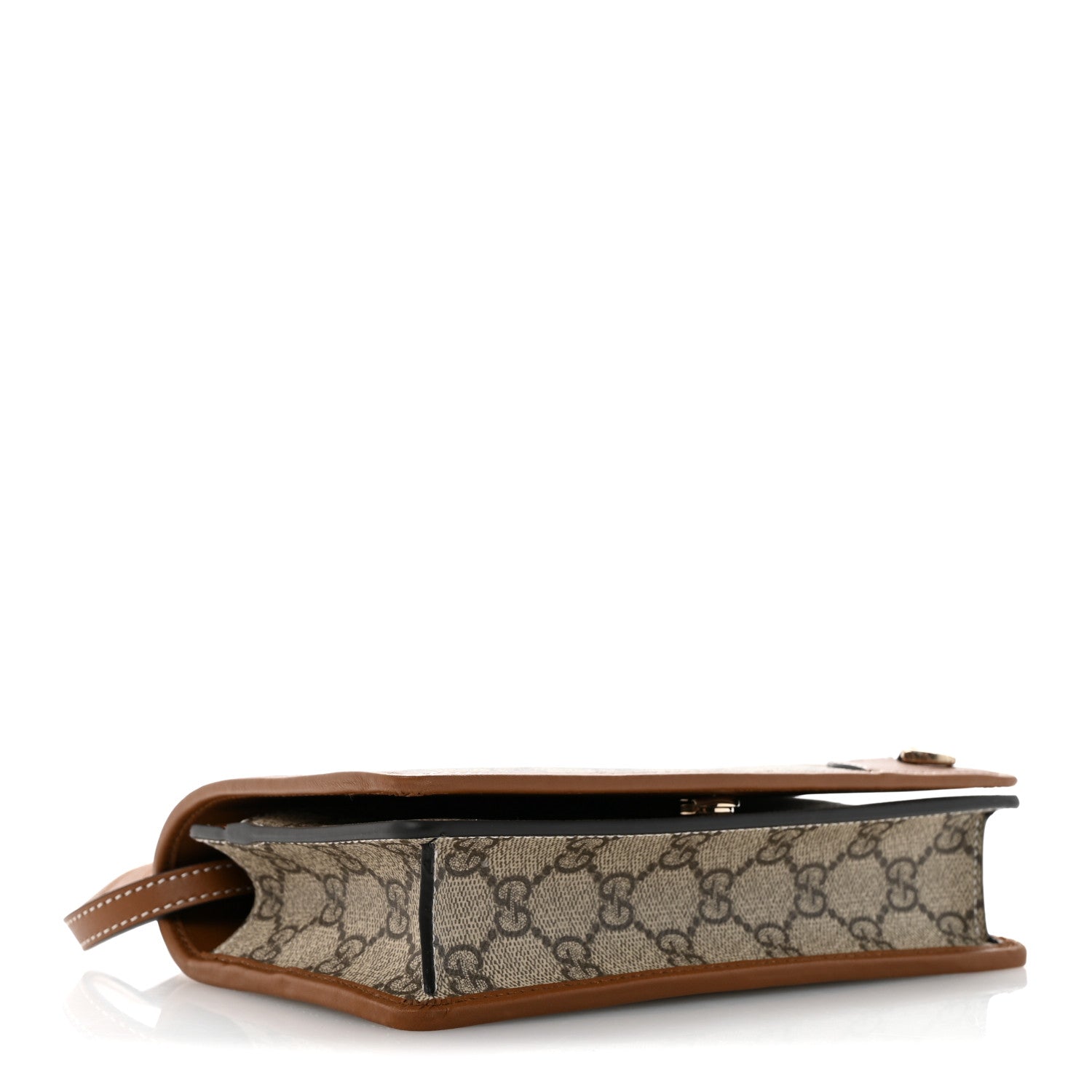 Gucci GG Emblem Monogram Wallet With Strap Beige Brown 4 of 11