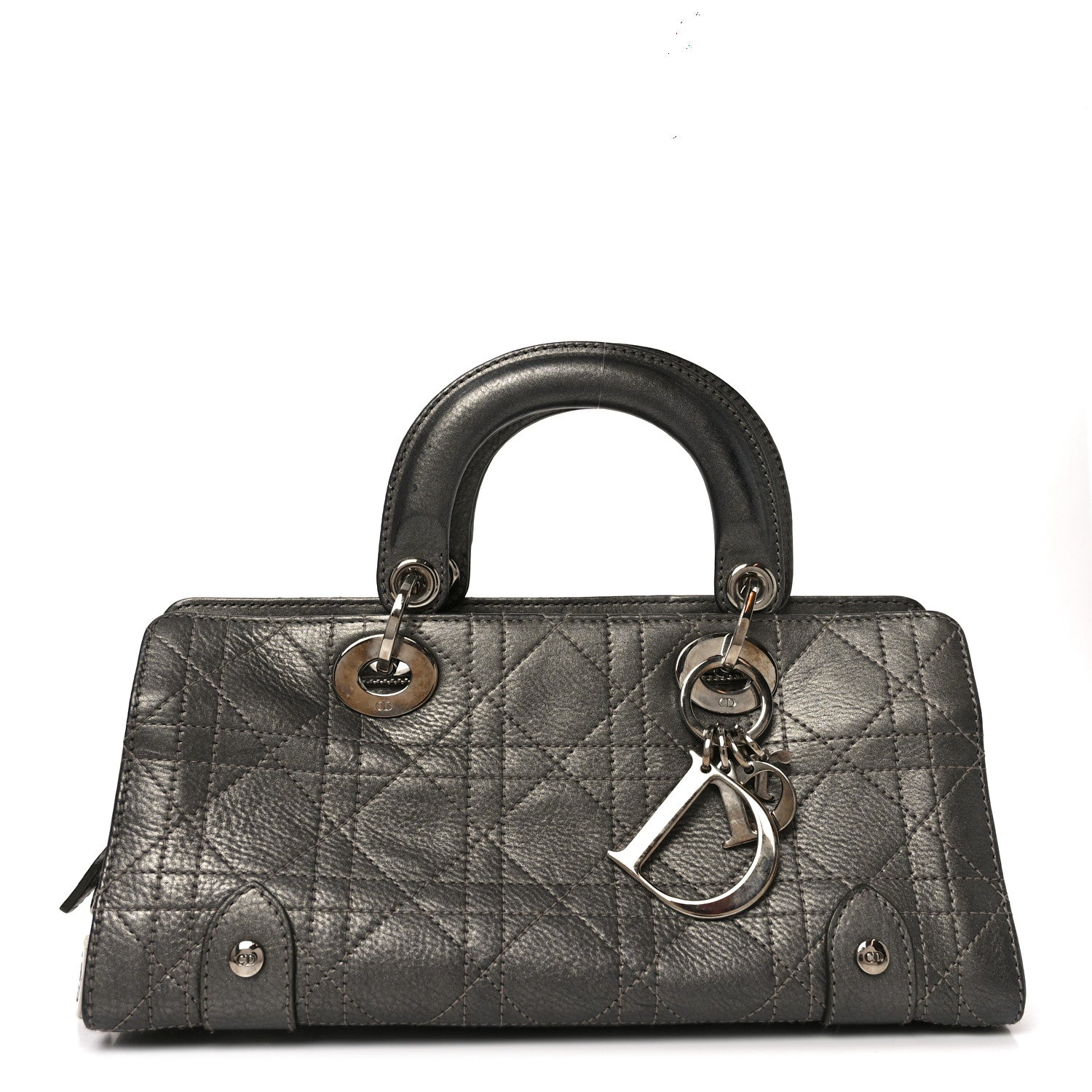 Christian Dior Metallic Calfskin Cannage Stitched Small East West Lady Dior Bronze 1 of 10