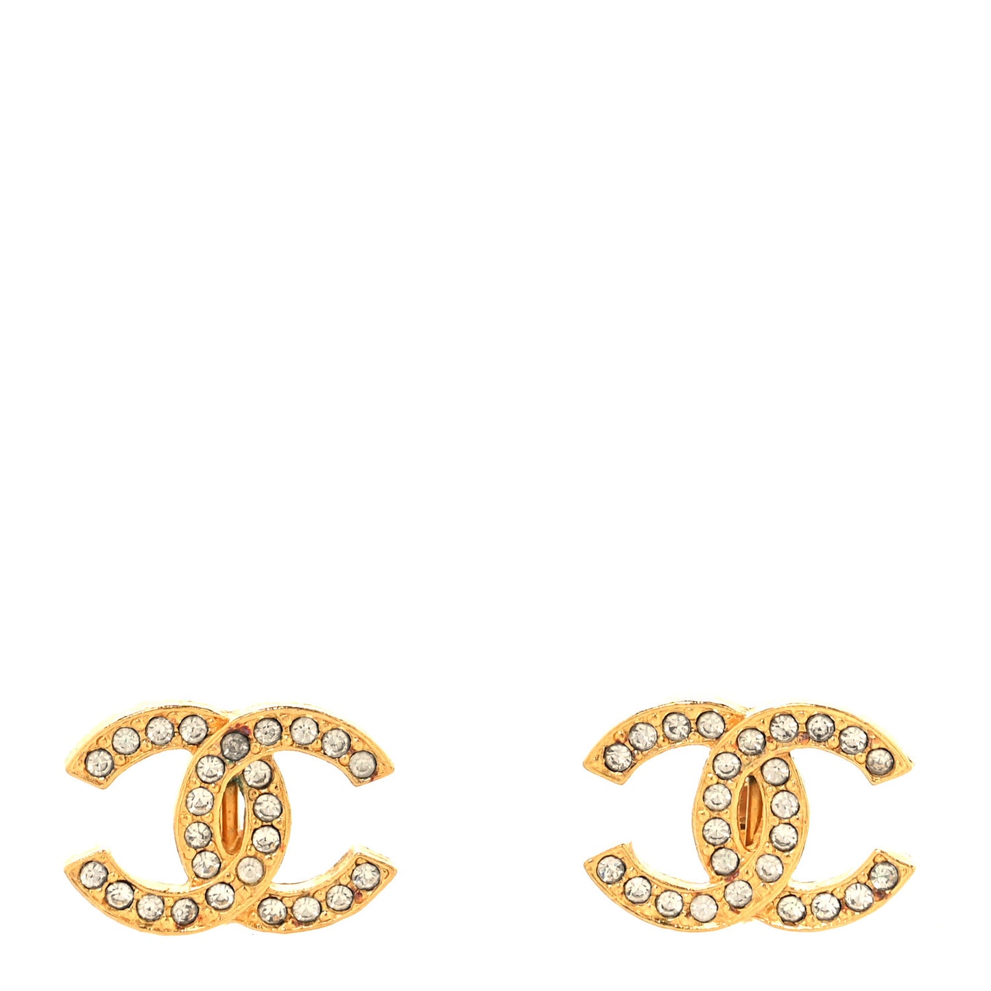 Crystal CC Clip on Earrings Gold