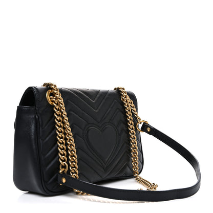 Gucci Calfskin Matelasse Small GG Marmont Shoulder Bag Black 2 of 10