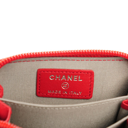 Chanel Lambskin Quilted Boy Zip Around Coin Purse Wallet Red 6 of 7