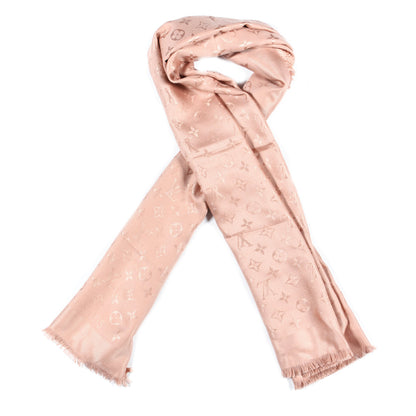 Louis Vuitton Silk Wool Monogram Shawl Rose 1 of 6