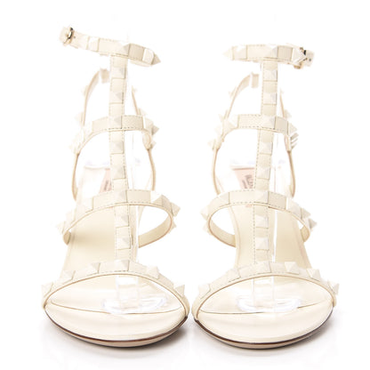 Valentino Garavani Calfskin Lacquered Monochrome Rockstud Gladiator 70mm Sandals 37 Ivory 2 of 8