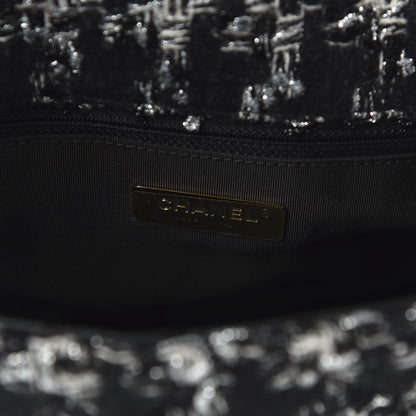 Chanel Tweed Quilted Large 19 Flap Black Ecru White 8 of 10