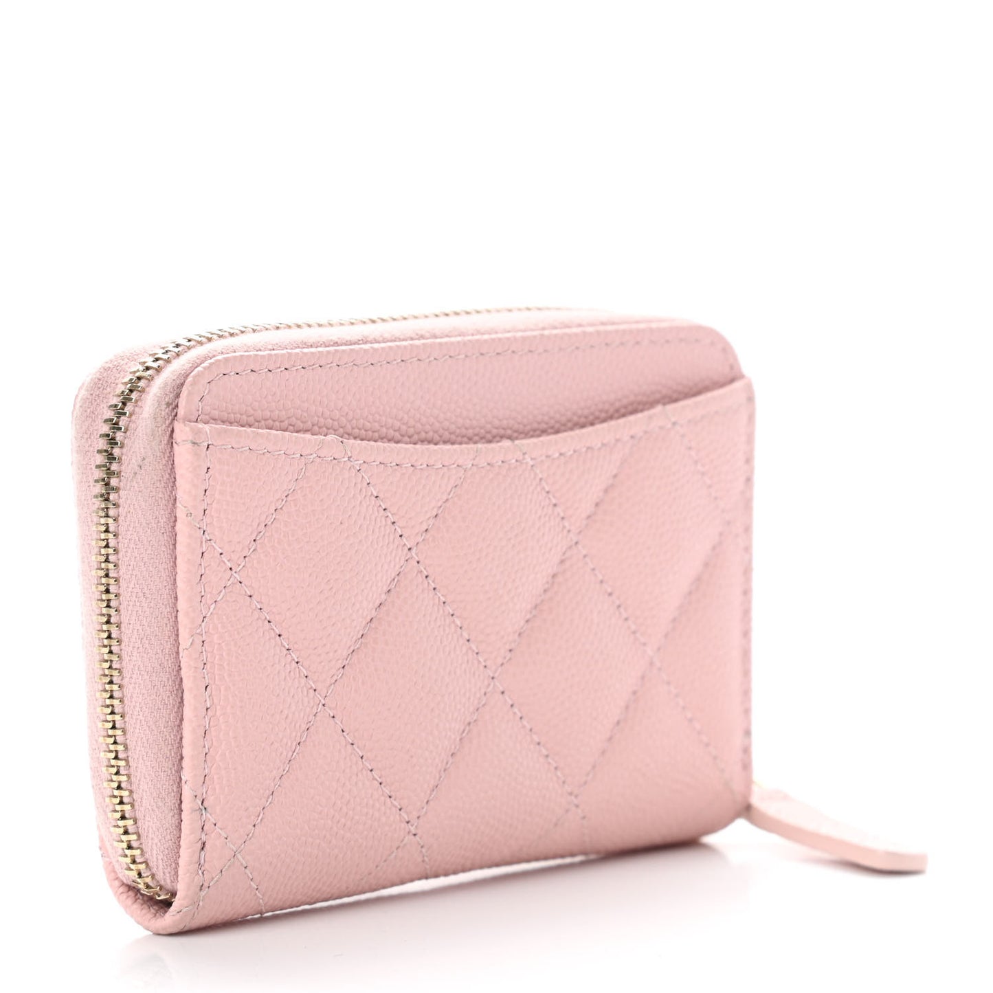 Caviar Quilted Zip Coin Purse Light Pink