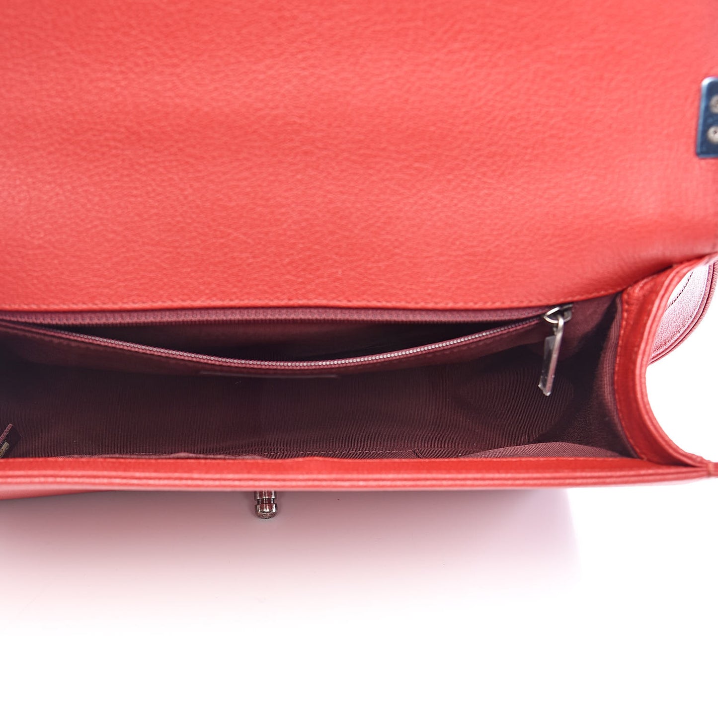 Patent Goatskin Quilted New Medium Boy Flap Red