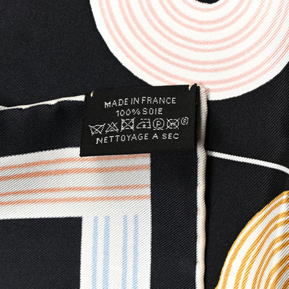 Hermes Silk Garde Robe Pop Detail Pocket Square Black Rose Multicolor 7 of 8