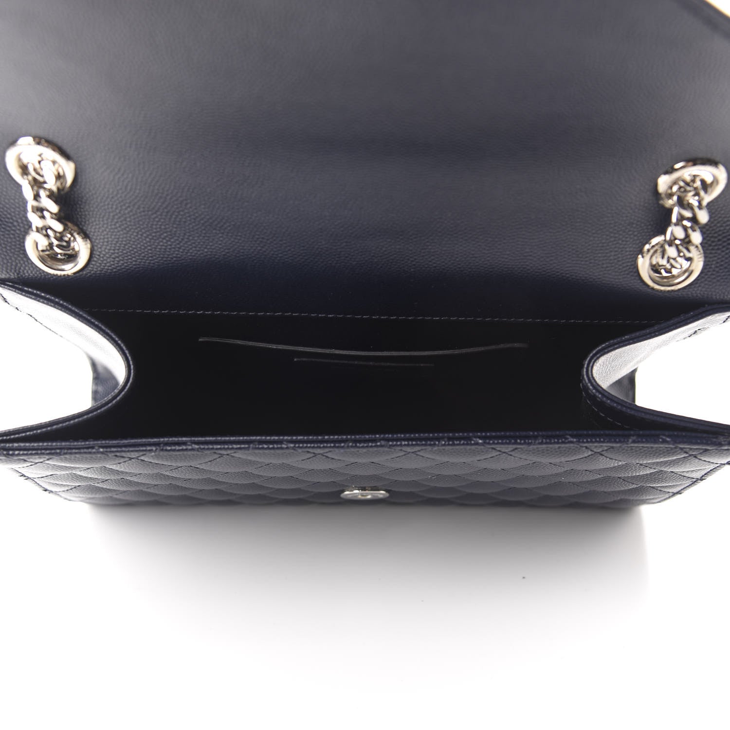 Saint Laurent Grain De Poudre Textured Mixed Matelasse Triquilt Medium Monogram Satchel Deep Marine 5 of 11