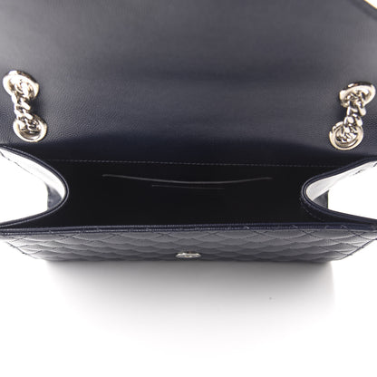 Saint Laurent Grain De Poudre Textured Mixed Matelasse Triquilt Medium Monogram Satchel Deep Marine 5 of 11