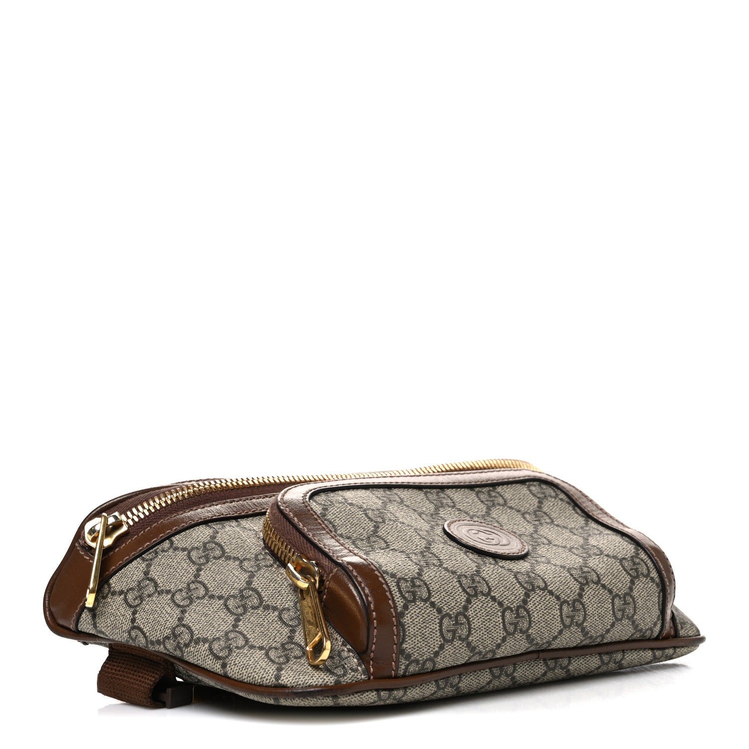Gucci GG Supreme Monogram Textured Calfskin Retro Interlocking G Belt Bag Beige Ebony Brown Sugar 3 of 9
