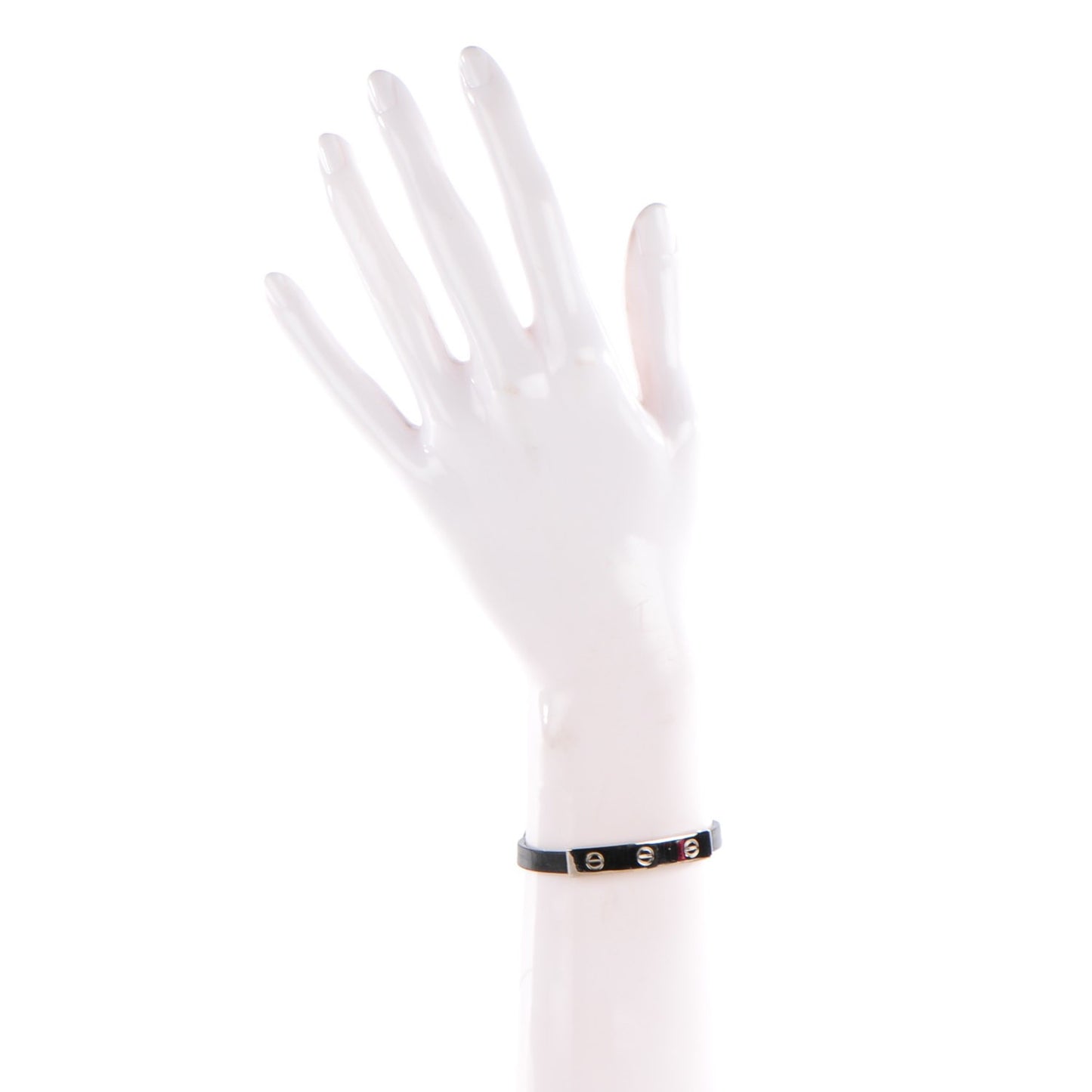 18K White Gold Lambskin 3 Motif LOVE Bracelet Black