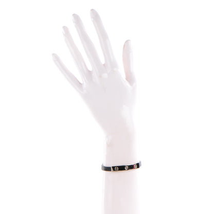 Cartier 18K White Gold Lambskin 3 Motif LOVE Bracelet Black 2 of 5