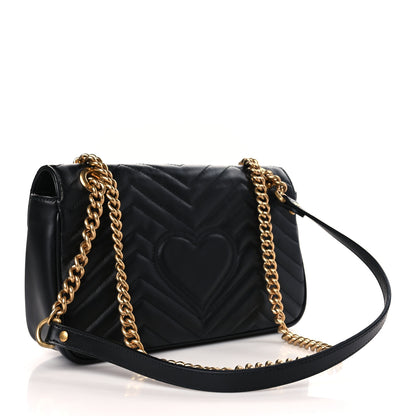 Gucci Calfskin Matelasse Small GG Marmont Shoulder Bag Black 3 of 9